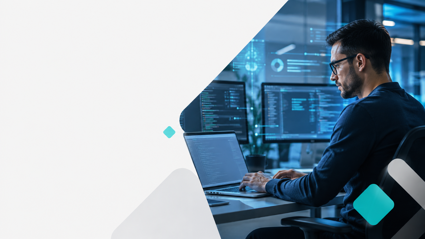 Developer trabajando con tecnología de vanguardia